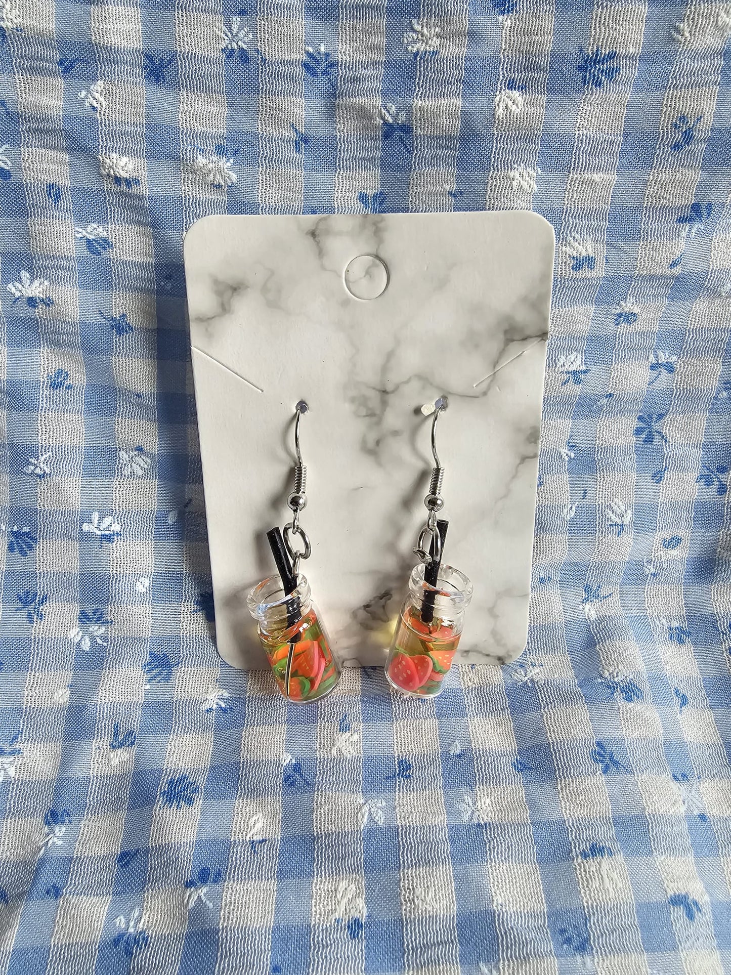 Inspired Fruit Drink Earrings, Various Designs