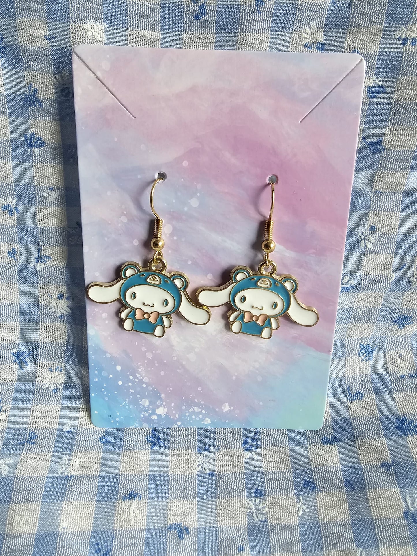 Kawaii Japanese Mascot Inspired Blue Bear Outfit Earrings