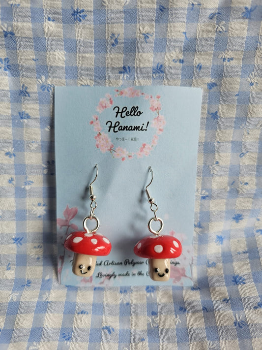 Kawaii Mushroom Handmade Polymer Clay Earrings