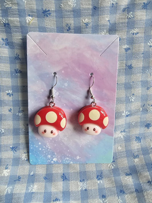 Kawaii Popular Video Game Inspired Mushroom Earrings